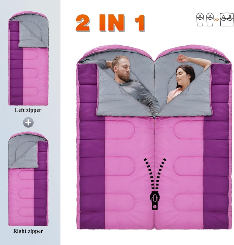 KKHBD XL Hálózsák 10°C Felnőtt Kempingzsák 3-4 Évszak Mosható 220x85cm