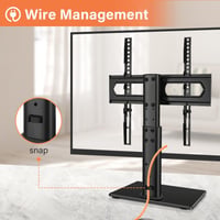 KKTONER Stand TV universal de podea pentru ecrane de 27-65 inch, din sticlă securizată, cu organizator de cabluri, înălțime reglabilă și pivotant, până la 40 kg 7