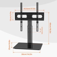 KKTONER Stand TV universal de podea pentru ecrane de 27-65 inch, din sticlă securizată, cu organizator de cabluri, înălțime reglabilă și pivotant, până la 40 kg 2