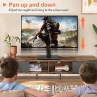 KKTONER Stand TV universal de podea pentru ecrane de 27-65 inch, din sticlă securizată, cu organizator de cabluri, înălțime reglabilă și pivotant, până la 40 kg 3