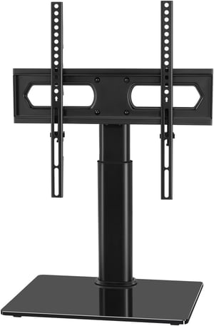 KKTONER Stand TV universal de podea pentru ecrane de 27-65 inch, din sticlă securizată, cu organizator de cabluri, înălțime reglabilă și pivotant, până la 40 kg
