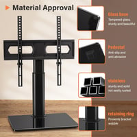 KKTONER Stand TV universal de podea pentru ecrane de 27-65 inch, din sticlă securizată, cu organizator de cabluri, înălțime reglabilă și pivotant, până la 40 kg 5