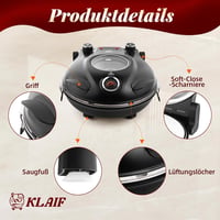 klaif Elektromos pizza sütő 420°C, külön állítható felső és alsó hő, 31 cm kerámia pizza kő, 1200 W, kompakt fekete 4