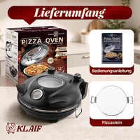 klaif Elektromos pizza sütő 420°C, külön állítható felső és alsó hő, 31 cm kerámia pizza kő, 1200 W, kompakt fekete 5