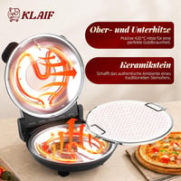 klaif Elektromos pizza sütő 420°C, külön állítható felső és alsó hő, 31 cm kerámia pizza kő, 1200 W, kompakt fekete 2