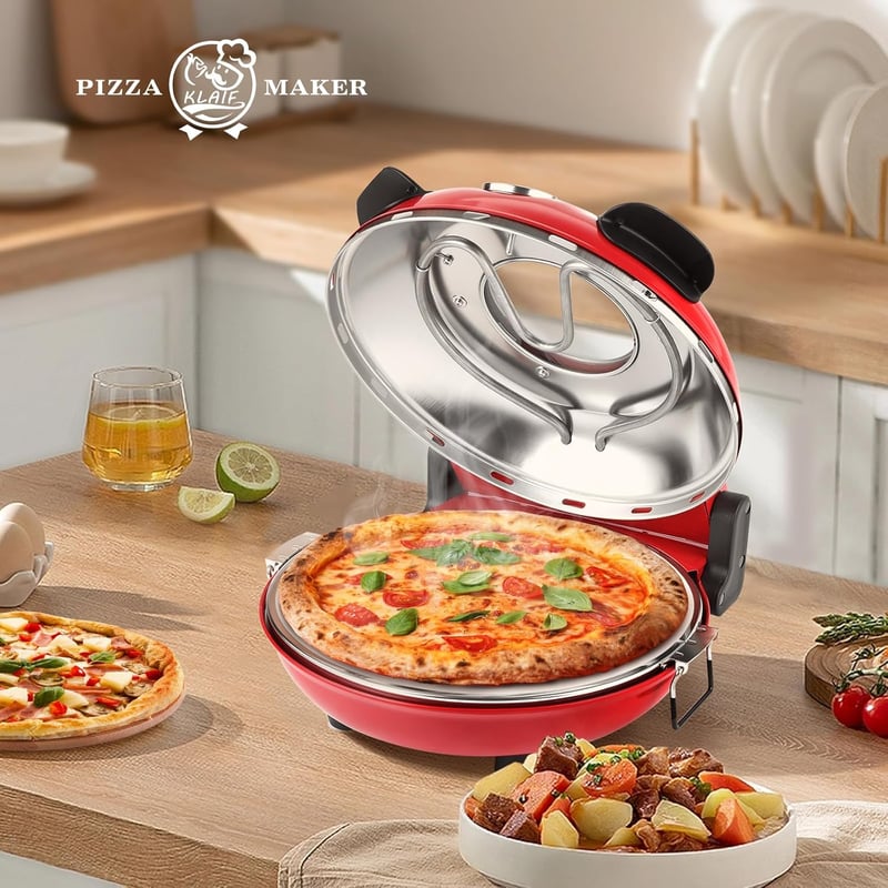 KLAIF Elektromos Pizzasütő 31cm Kerámia Kővel, 420°C, 1200W, Asztalra Helyezhető