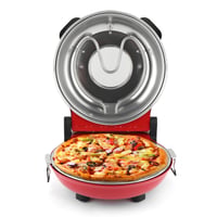 Elektrická pizza pec Klaif LMR stolná 31 cm s keramickým kameňom červená s dvoma regulátormi teploty a 4 ks príslušenstva na pizzu 4