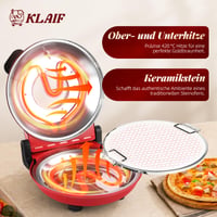 Elektrická pizza pec Klaif LMR stolná 31 cm s keramickým kameňom červená s dvoma regulátormi teploty a 4 ks príslušenstva na pizzu 2