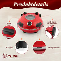 Elektrická pizza pec Klaif LMR stolná 31 cm s keramickým kameňom červená s dvoma regulátormi teploty a 4 ks príslušenstva na pizzu 5