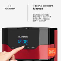 Klarstein 1.2L Filteres Kávéfőző 10 Csészés Termosbögre Időzítővel Rozsdamentes Acél 5
