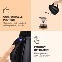 Klarstein 2KW 1L Elektromos Vízforraló Hőmérséklet Szabályozással Gooseneck Kávé Teához 5