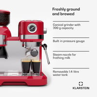KLARSTEIN Bella Café Espresso Kávéfőző 19 Bar Beépített Kávédarálóval és Tejhabosítóval 3