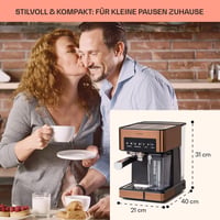 Klarstein Espresso Kávéfőző Tejhabosítóval 20 Bar Rozsdamentes Acél 1350W 5