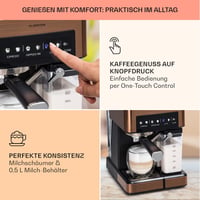 Klarstein Espresso Kávéfőző Tejhabosítóval 20 Bar Rozsdamentes Acél 1350W 3