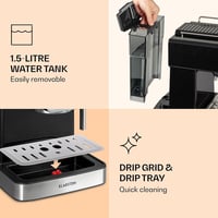 KLARSTEIN Gusto Classico Espresso Kávéfőző 1350W 20 Bar Nyomás Tejhabosító Fekete 7