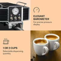 KLARSTEIN Gusto Classico Espresso Kávéfőző 1350W 20 Bar Nyomás Tejhabosító Fekete 4