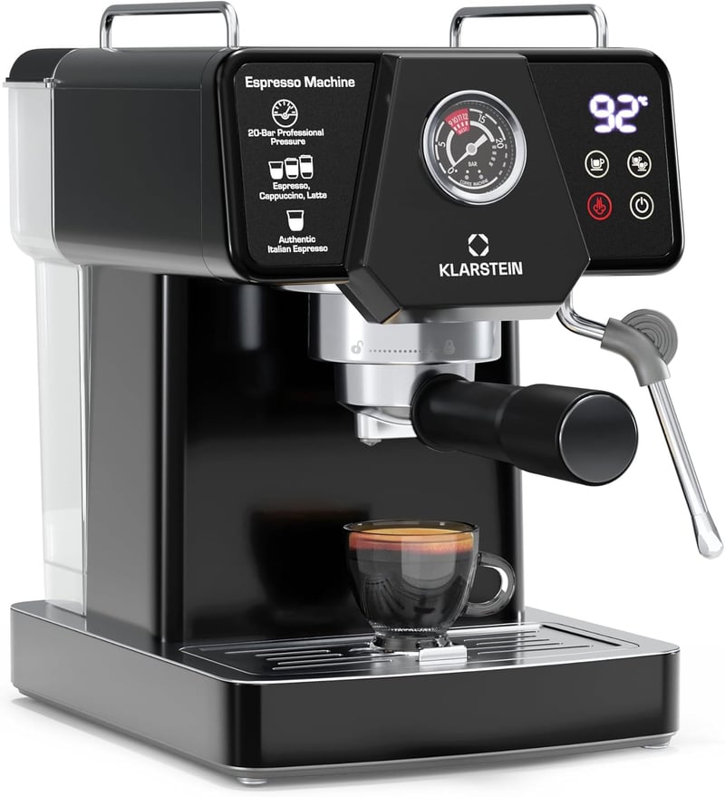 KLARSTEIN Libeica 19 bar eszpresszógép 1350W rozsdamentes acél tejhabosítóval
