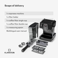 KLARSTEIN Libeica 19 bar eszpresszógép 1350W rozsdamentes acél tejhabosítóval 6