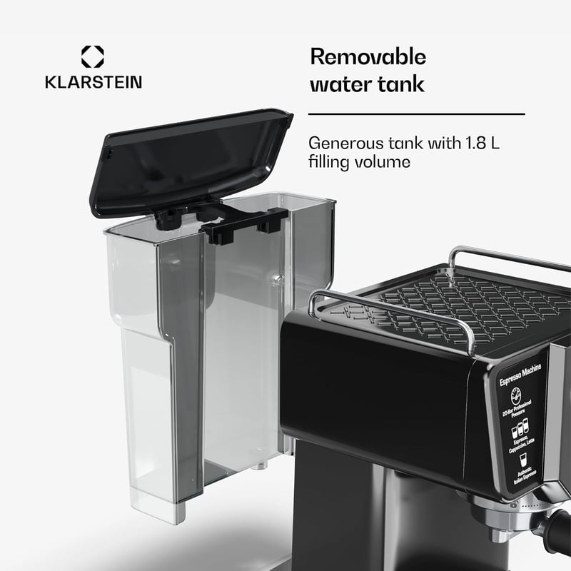 KLARSTEIN Libeica 19 bar eszpresszógép 1350W rozsdamentes acél tejhabosítóval