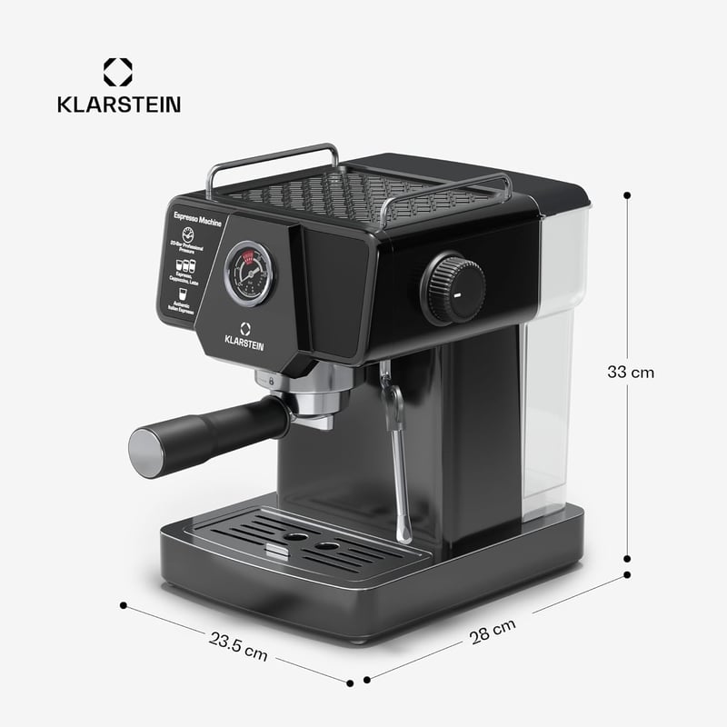 KLARSTEIN Libeica 19 bar eszpresszógép 1350W rozsdamentes acél tejhabosítóval