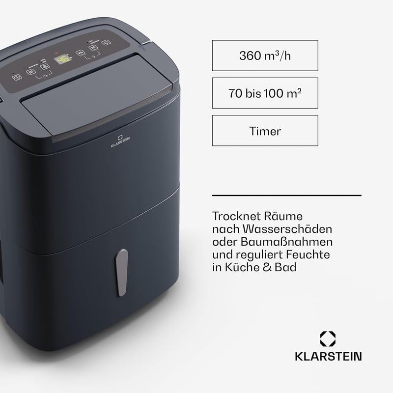 Klarstein Okos Páramentesítő 55m² Wifi App Fürdőszoba Pince 50L