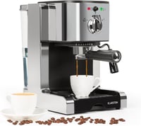 Klarstein Passionata 20 Ezüst Eszpresszó Kávéfőző Gép 1,25L Kivehető Tartállyal - Cappuccino és Latte Készítéshez, Modern Dizájn 1