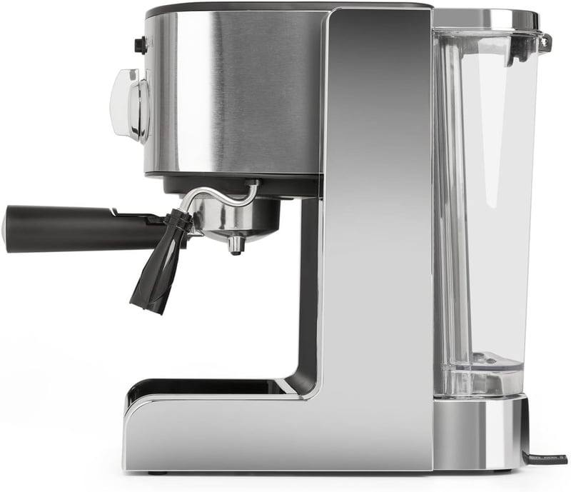 Klarstein Passionata 20 Ezüst Eszpresszó Kávéfőző Gép 1,25L Kivehető Tartállyal - Cappuccino és Latte Készítéshez, Modern Dizájn