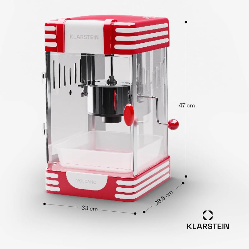 Klarstein Retro Popcorn Gép 300W Rozsdamentes Acél Tartállyal Édes és Sós Popcornhoz