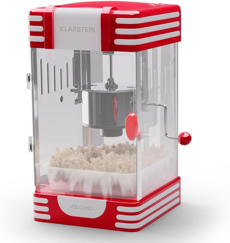 Klarstein Retro Popcorn Gép 300W Rozsdamentes Acél Tartállyal Édes és Sós Popcornhoz