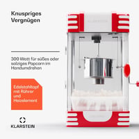 Klarstein Retro Popcorn Gép 300W Rozsdamentes Acél Tartállyal Édes és Sós Popcornhoz 5