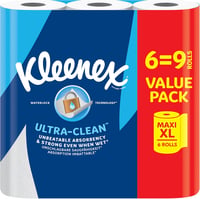 Kleenex Ultra Clean Maxi XL Konyhai Papírtörlő, 6 Tekercs, Kiváló Felszívóképesség - 1 stück (6er Pack), 2-White 1