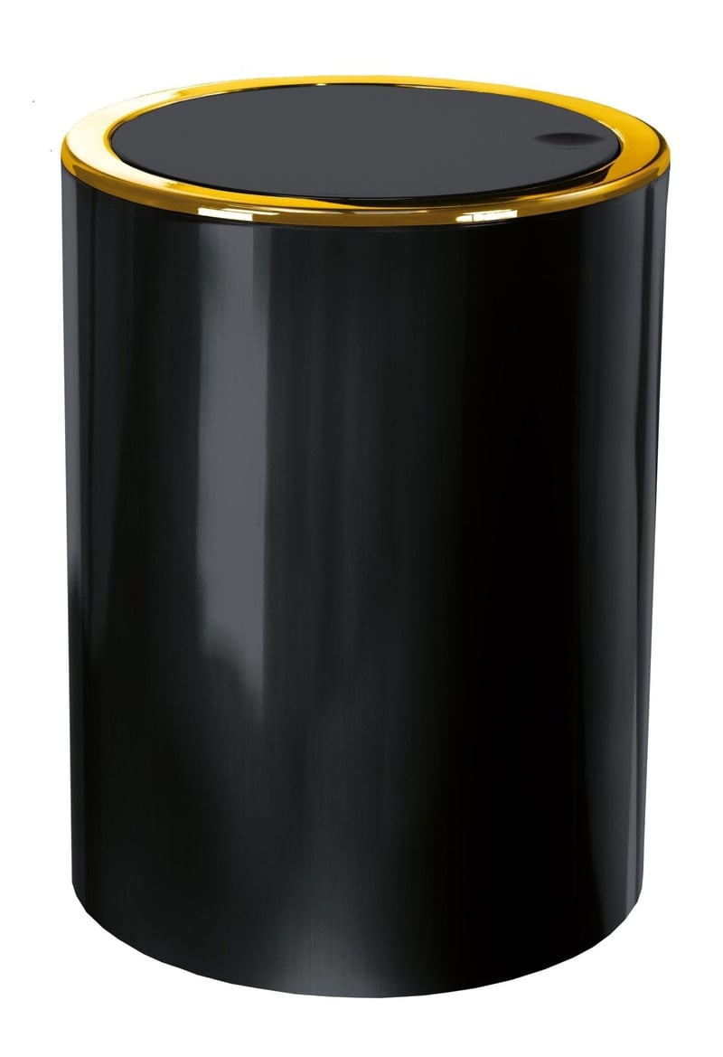 Coș de gunoi cosmetic Kleine Wolke Golden Clap, negru, 5 litri, pentru baie