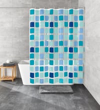 Sprchový záves Kleine Wolke Sonny modrý, 180x200 cm, materiál PEVA, bez obsahu PVC, vodoodolný, s certifikátom Oeko-Tex 2