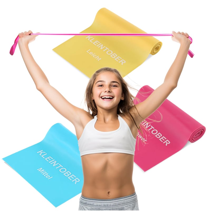 Set benzi elastice de fitness Kleintober, 3 bucăți, pentru copii, adolescenți și începători