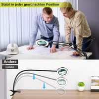 KLGFI Nagyító Lámpa Állvánnyal - 10x Nagyítás, 3 Színmód, Szabályozható LED Világítás, Forgatható Fej Olvasáshoz, Hobbikhoz és Kézimunkához 6