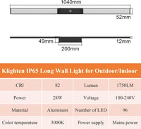 Klighten 104 cm LED fali lámpa kültéri beltéri 1750 lm meleg fehér IP65 vízálló 4