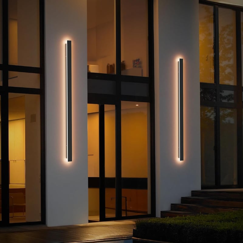 Klighten 120 cm-es Kültéri-Beltéri LED Fali Lámpa - IP65 Vízálló Fekete Vas-Akril Világítás, 35W, Meleg Fehér 3000K, Szabályozható