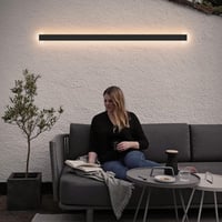 Klighten 120 cm-es Kültéri-Beltéri LED Fali Lámpa - IP65 Vízálló Fekete Vas-Akril Világítás, 35W, Meleg Fehér 3000K, Szabályozható 6