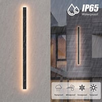 Klighten 120 cm-es Kültéri-Beltéri LED Fali Lámpa - IP65 Vízálló Fekete Vas-Akril Világítás, 35W, Meleg Fehér 3000K, Szabályozható 2