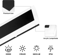 Klighten 150 cm-es IP54 Vízálló LED Fali Lámpa - Fekete Kültéri Világítás Kerthez, Teraszhoz, Nappaliba - 45W 3855lm Meleg Fehér 3000K 6