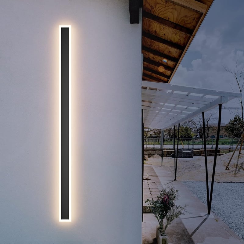 Klighten 150 cm-es IP54 Vízálló LED Fali Lámpa - Fekete Kültéri Világítás Kerthez, Teraszhoz, Nappaliba - 45W 3855lm Meleg Fehér 3000K