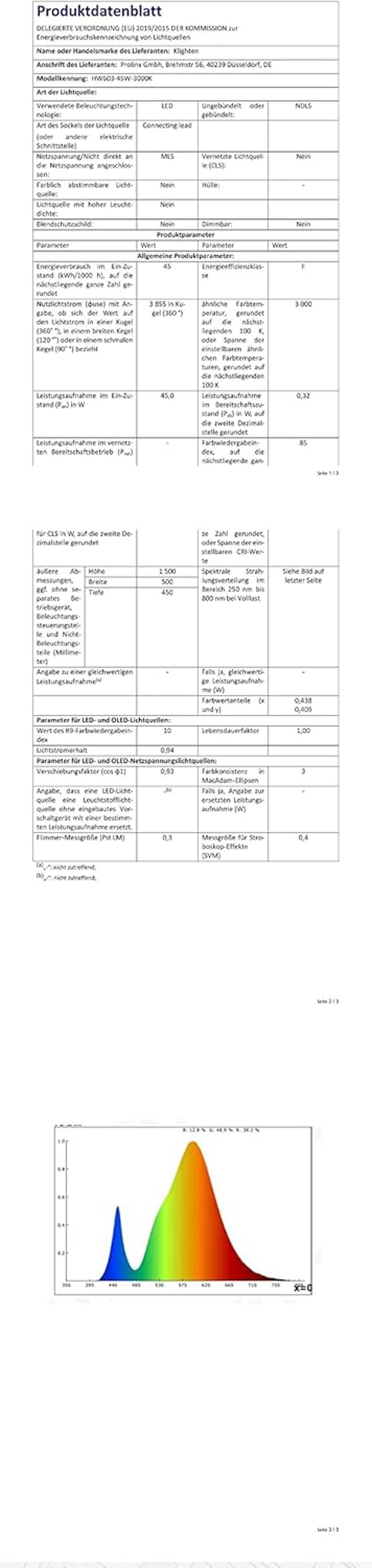 Klighten 150 cm-es IP54 Vízálló LED Fali Lámpa - Fekete Kültéri Világítás Kerthez, Teraszhoz, Nappaliba - 45W 3855lm Meleg Fehér 3000K