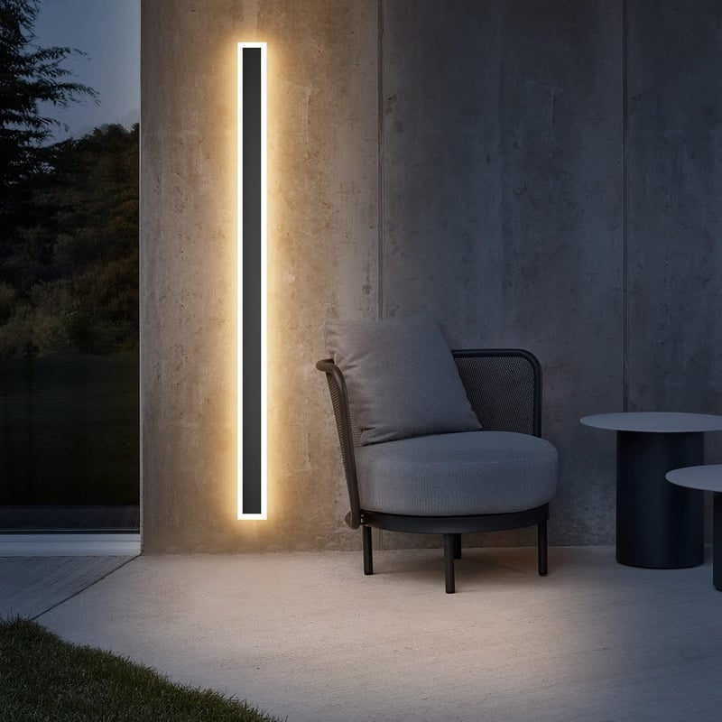 Klighten 150 cm-es IP54 Vízálló LED Fali Lámpa - Fekete Kültéri Világítás Kerthez, Teraszhoz, Nappaliba - 45W 3855lm Meleg Fehér 3000K