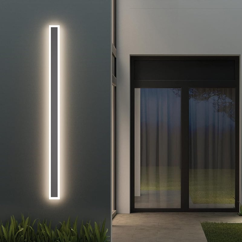 Klighten 150 cm LED Kültéri Fali Lámpa, 45W IP54 Vízálló Sötétszürke Vas-Akril Világítás, 4500K Természetes Fény, Terasz Kert Folyosó