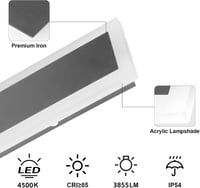 Klighten 150 cm LED Kültéri Fali Lámpa, 45W IP54 Vízálló Sötétszürke Vas-Akril Világítás, 4500K Természetes Fény, Terasz Kert Folyosó 6
