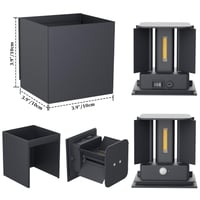 Klighten 2 ks Nabíjateľné nástenné svietidlo so snímačom pohybu, 5500 mAh USB-C, 3000K, nastaviteľný uhol svetla, antracitové, bezdrôtové interiérové nástenné svietidlo 5