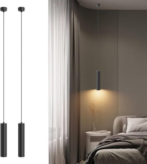 Klighten 2 db GU10 LED függőlámpa henger, 5W 472 lm, állítható magasság 30 cm, meleg fehér 3000 K, fekete, konyha étkező nappali