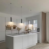 Klighten 2 db GU10 LED függőlámpa henger, 5W 472 lm, állítható magasság 30 cm, meleg fehér 3000 K, fekete, konyha étkező nappali 5