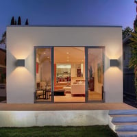 Klighten 2 ks vonkajšie nástenné svietidlo s vymeniteľnou G9 LED žiarovkou, 3000K teplá biela, antracitové, vodoodolné IP54, nastaviteľný uhol svetla, hliník, záhrada a 6