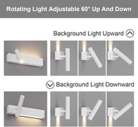 Klighten 2 db LED fali spot 3 W+3 W 3000K meleg fehér 2 izzó 2 kapcsoló fehér alumínium 330 fok forgatható 60 fok 3